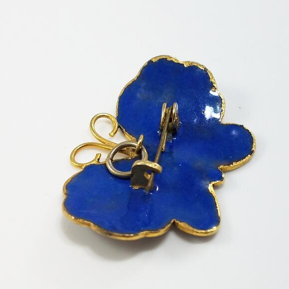 Vintage Butterfly Pendant Brooch, Cloisonne Enamel, 1970s Jewelry - Picture 4 of 10